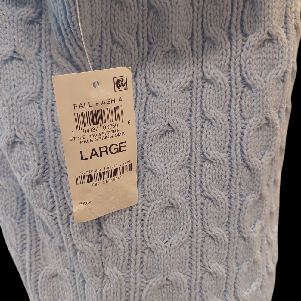Blue Ribbed Knit Blouse - Picture 4 of 6